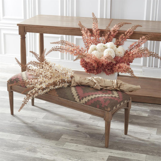 Brown Aztec Upholstered Wood Bench