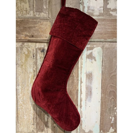 23" Velvet Christmas Stocking, Burgundy