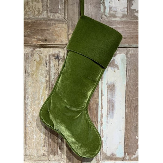 23" Velvet Christmas Stocking, Pine Green