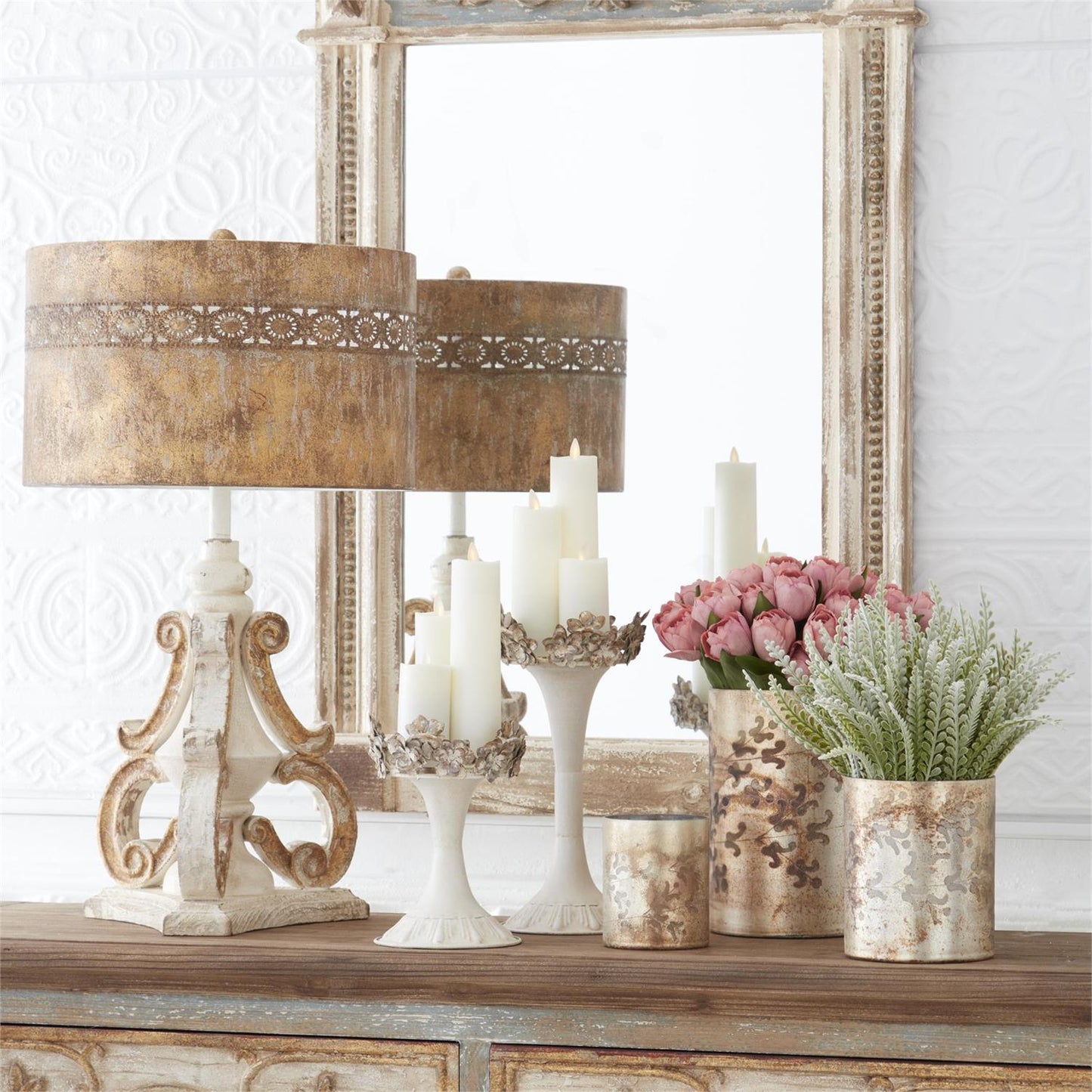 Burnt Champagne Etched Glass Votives