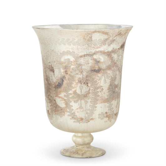 16.75" Burnt Champagne Etched Glass Vase