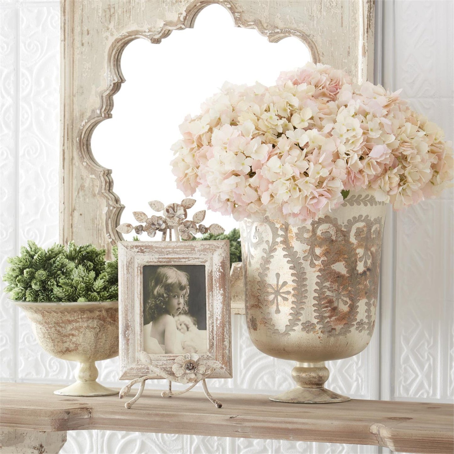 16.75" Burnt Champagne Etched Glass Vase