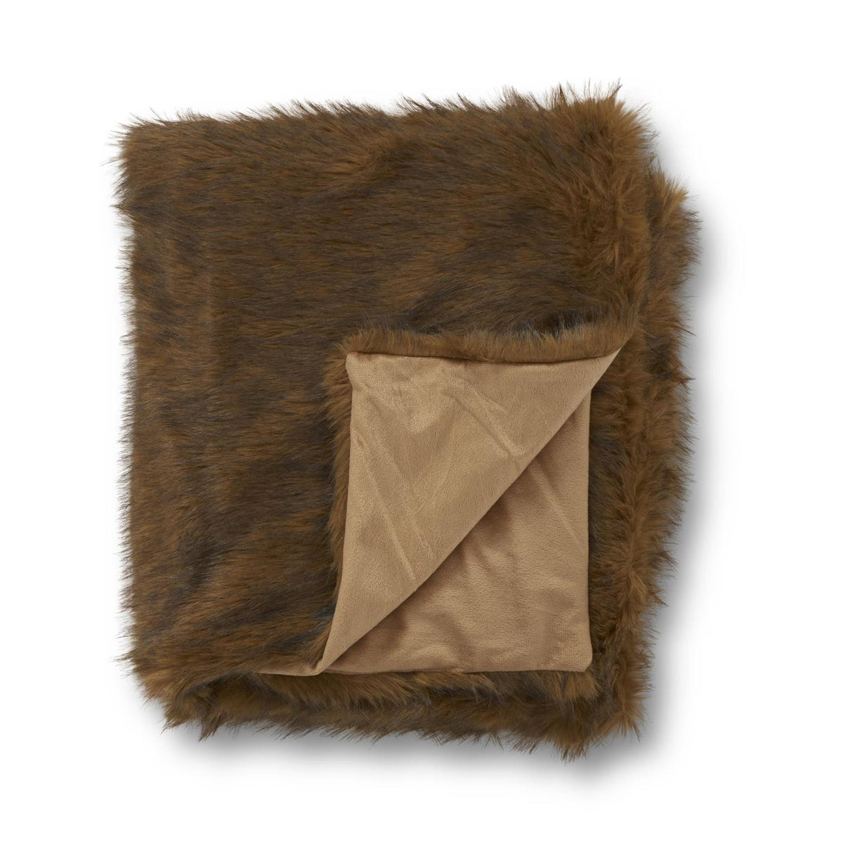 60" BROWN VEGAN FUR THROW BLANKET