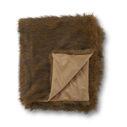 60" BROWN VEGAN FUR THROW BLANKET