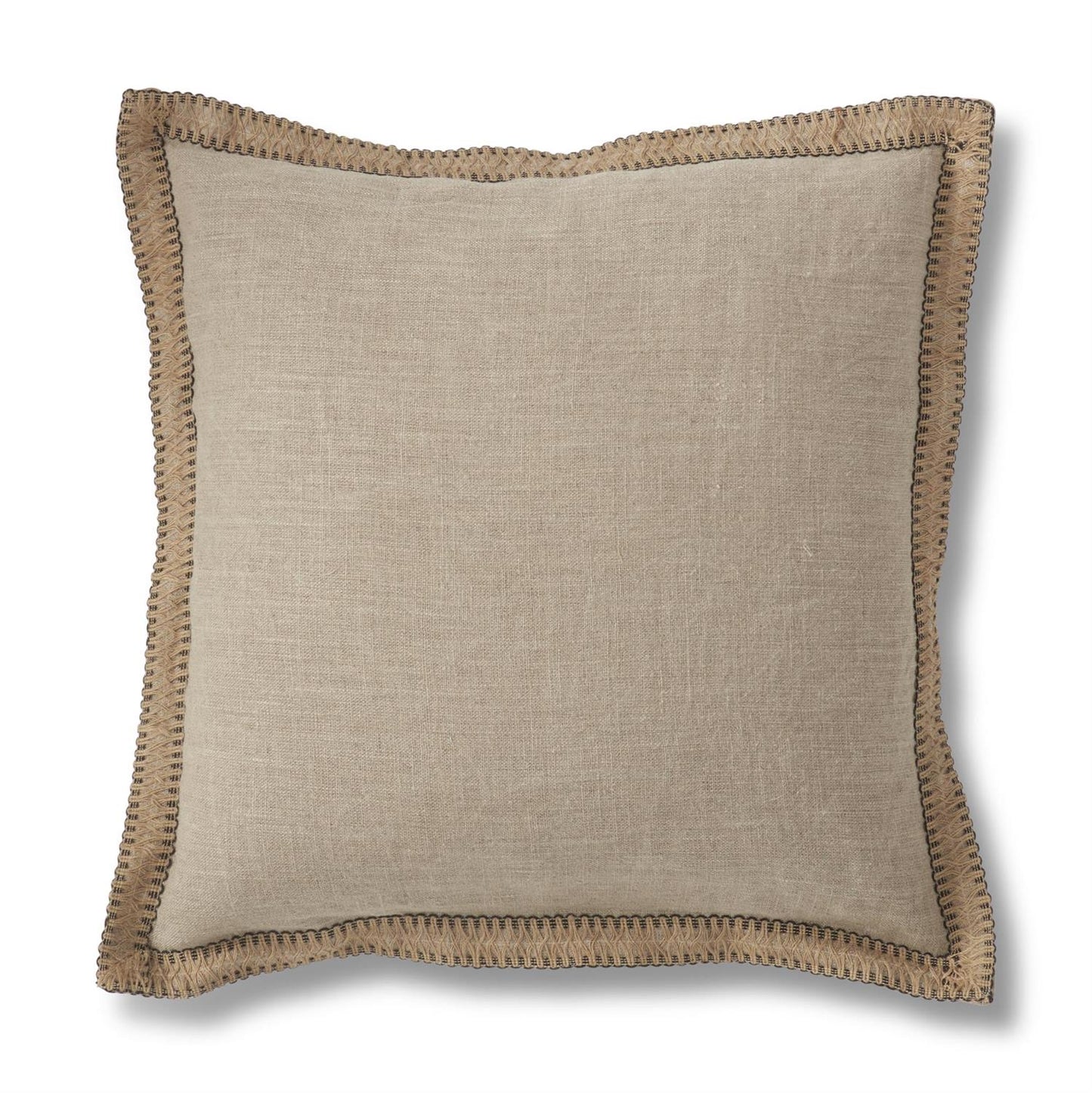 20" Square Natural Cotton Jute Flange Pillow