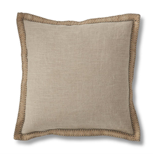 20" Square Natural Cotton Jute Flange Pillow