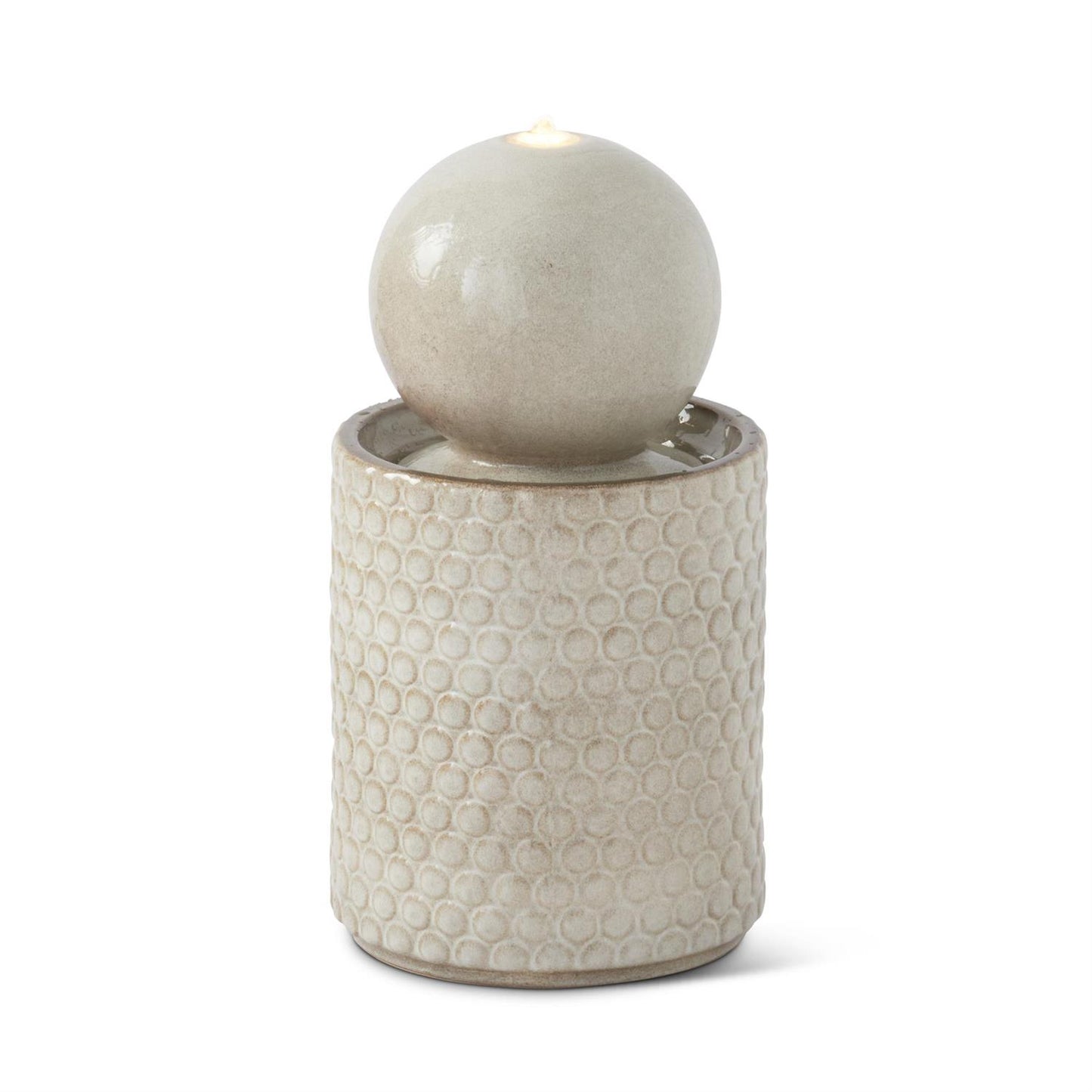 22.5" Cream Ceramic Globe LED Fountain