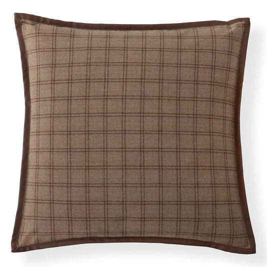 20" Tweed Tan & Brown Plaid w/Brown Vegan Leather Flange
