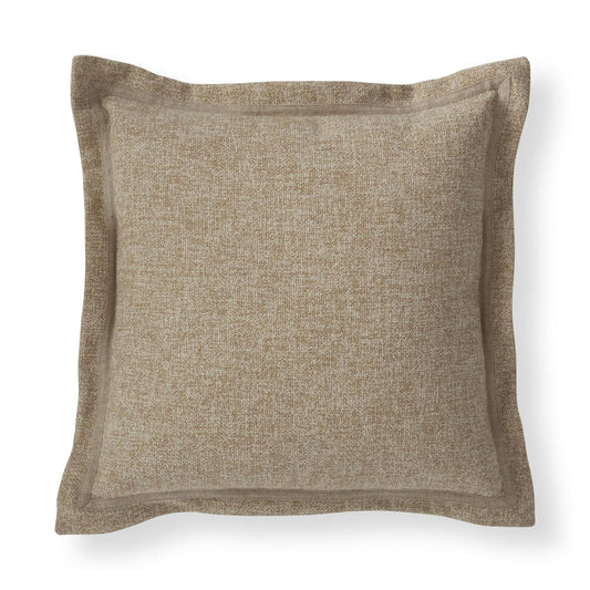 20" Tan & Cream Flange Edge Handcrafted Woven Pillow