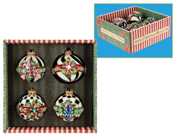 2026 - Timeless Jeweled Ornament, Box/4 - 4"