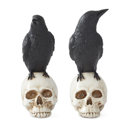 Black Resin Crows on Skulls