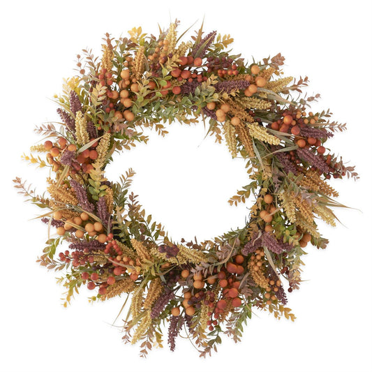 30" BURGUNDY CREAM SEED BERRY FALL FOLIAGE WREATH