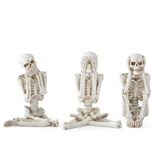 RESIN SEE SPEAK HEAR NO EVIL SITTING SKELETONS