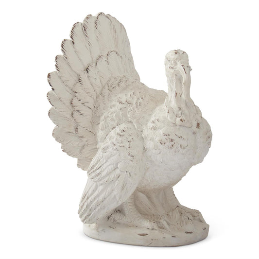 10" Whitewashed Resin Turkey