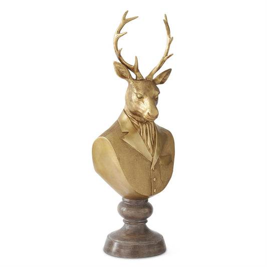 22" Gold Resin Formal Attire Deer Bust