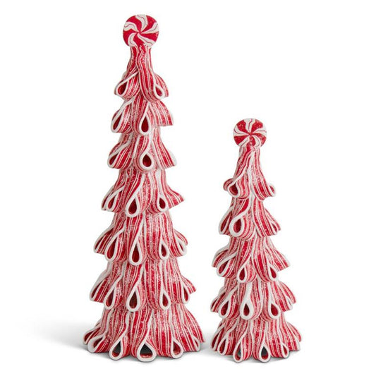 Glittered Red & White Handcrafted Clay Ribbon Candy Tree