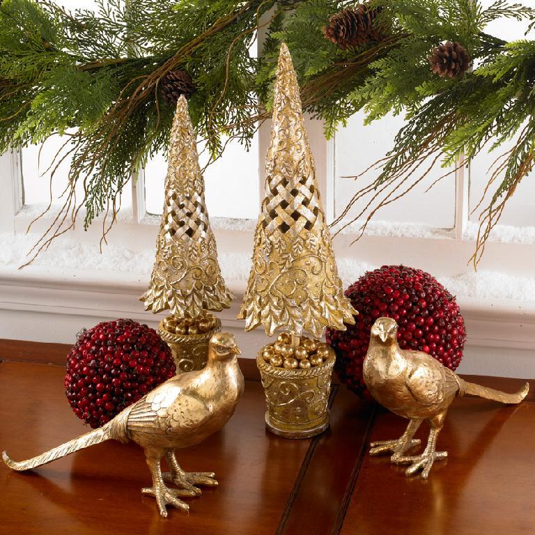 8" Gold Resin Pheasants
