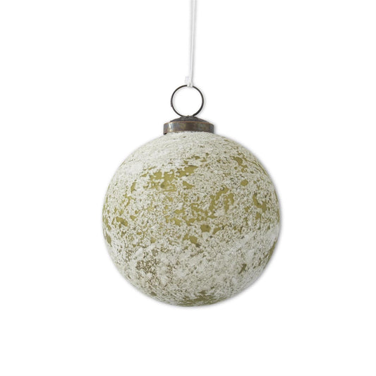WHITE SPECKLED LIGHT GREEN GLASS ORNAMENT