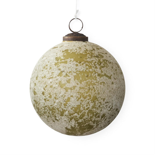 WHITE SPECKLED LIGHT GREEN GLASS ORNAMENT