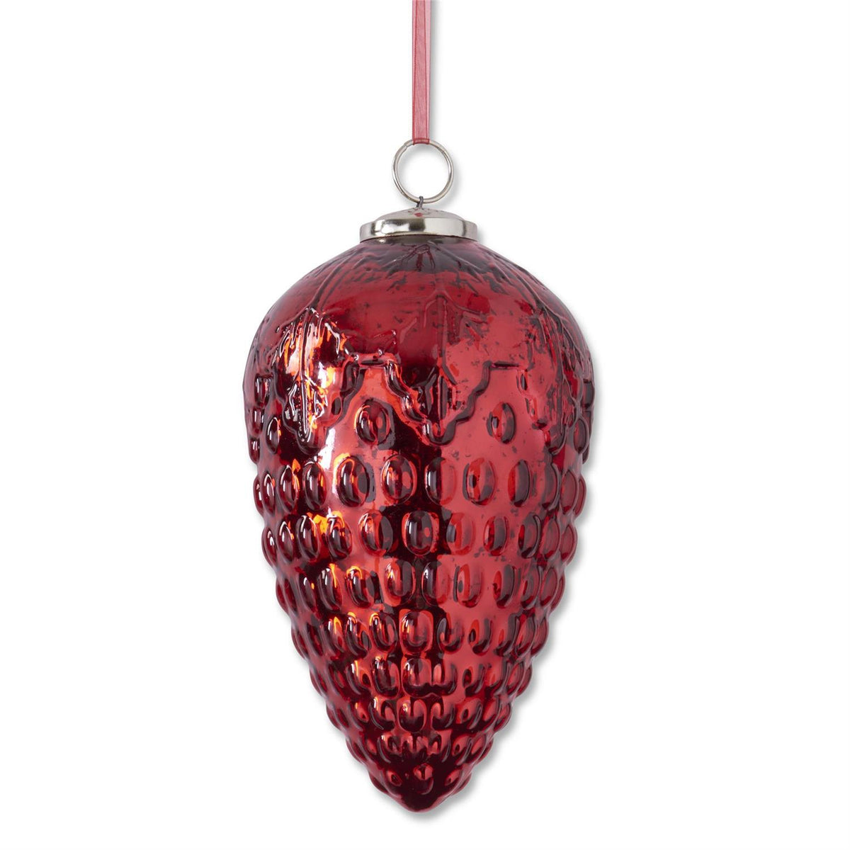 8.5" RED MERCURY GLASS PINECONE ORNAMENT