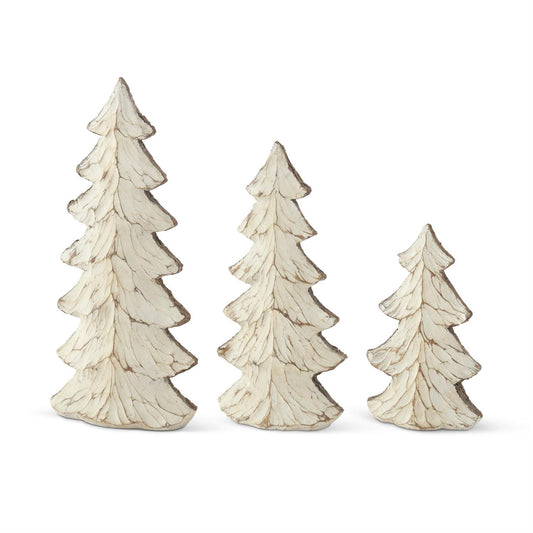Carved Resin Wood-Look Christmas Trees