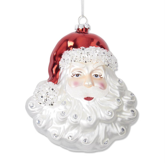 Santa Head Glass Ornament