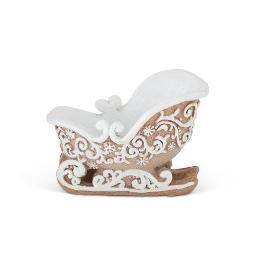 5.5" Resin Frosted Gingerbread Sleigh