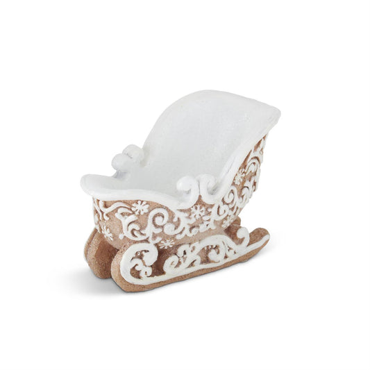 5.5" Resin Frosted Gingerbread Sleigh