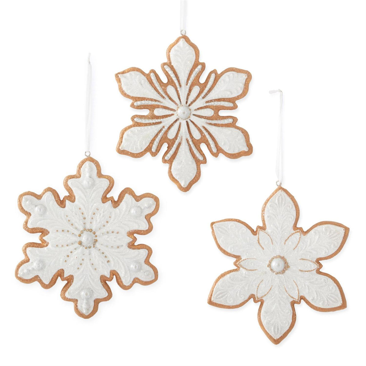 6" White Glittered Resin Snowflake Cookie Ornament