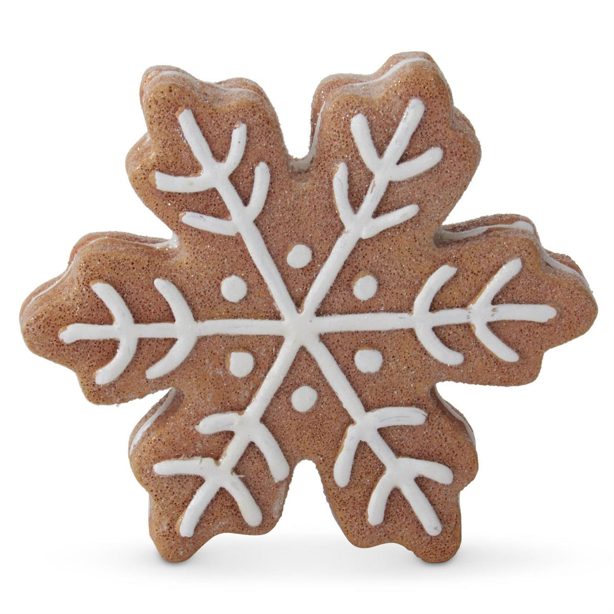 ASSORTED 5" RESIN GINGERBREAD SNOWFLAKES W/WHITE ICING OUTLINE