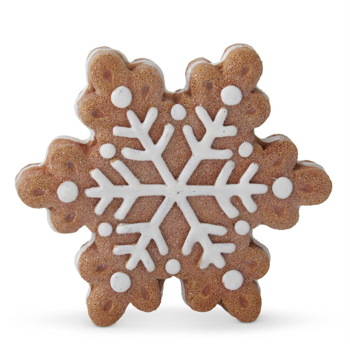 ASSORTED 5" RESIN GINGERBREAD SNOWFLAKES W/WHITE ICING OUTLINE