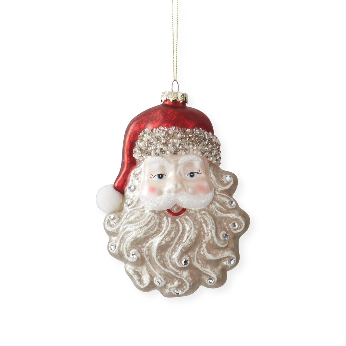 Santa Head Glass Ornament