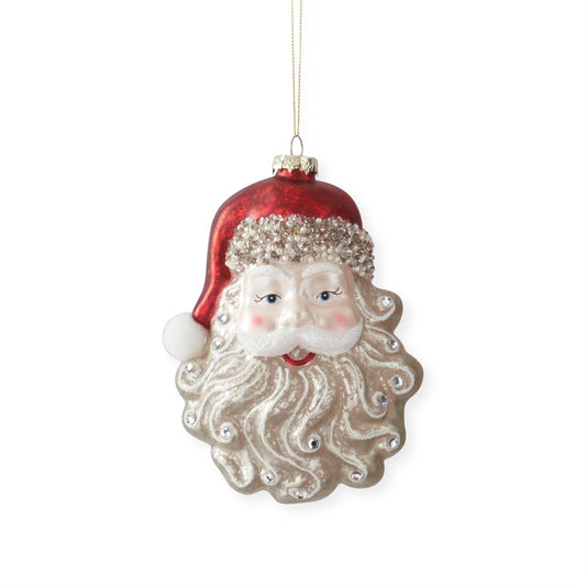 Santa Head Glass Ornament