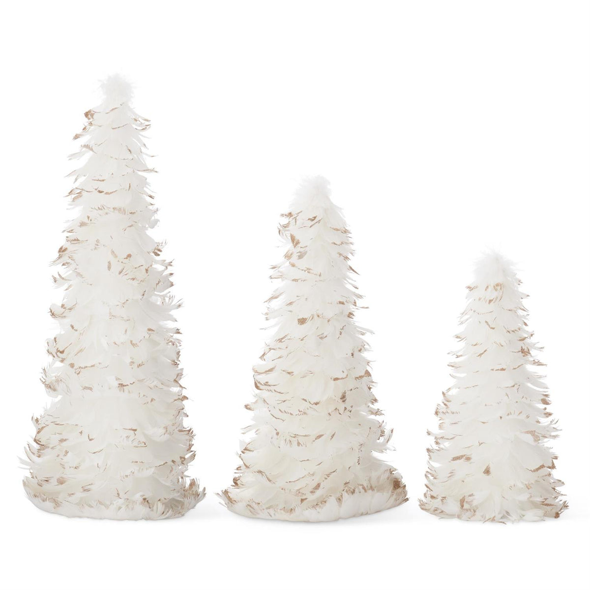WHITE FEATHER TREES W/GOLD GLITTERED TIPS