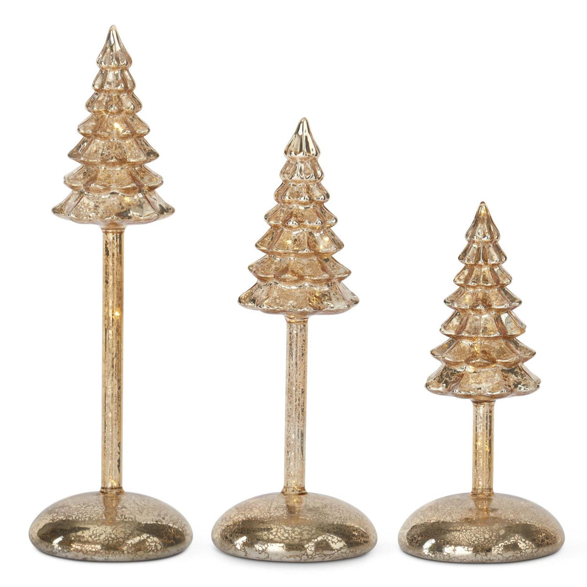 Gold Mercury Glass LED Christmas Tree Finials w/ Timer