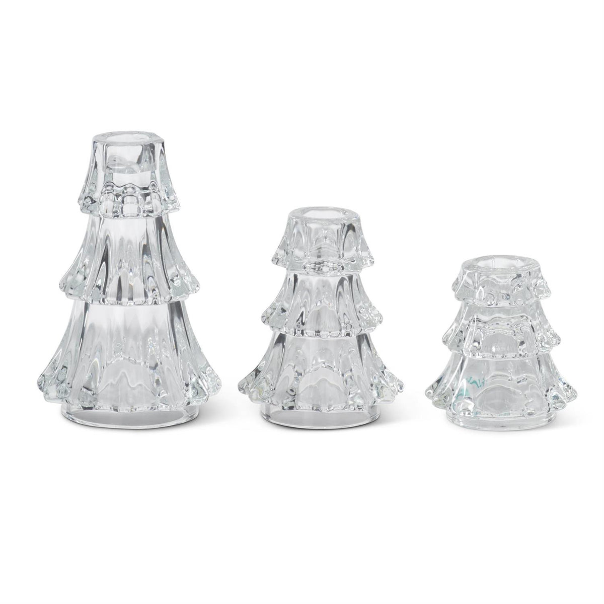 Clear Glass Christmas Tree Taper Candleholder