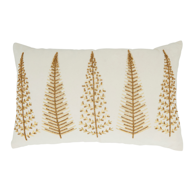 Beaded Christmas Trees Pillow - Down Filled