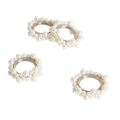 Faux Pearl Napkin Ring S/4