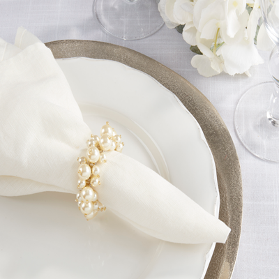Faux Pearl Napkin Ring S/4