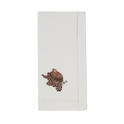 Embroidered Turkey Hemstitch Napkin