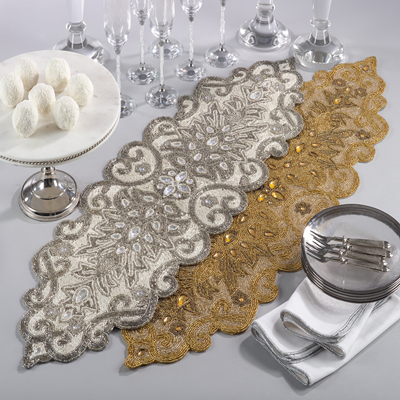 Beaded Scroll Motif Runner