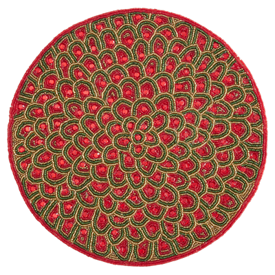 Beaded Placemat - Red/Green