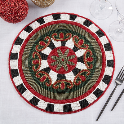 Beaded Placemat - Black/White