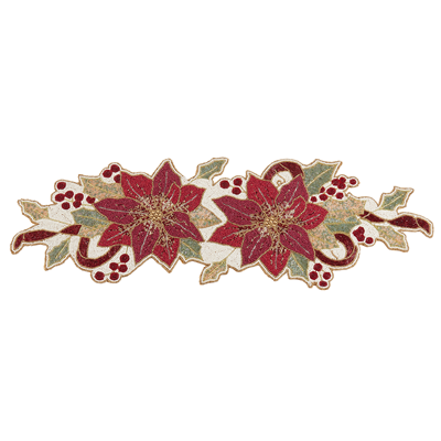 Beaded Poinsettia Runner