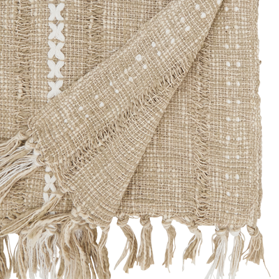 Striped Woven Runner w/ Tassels - Taupe