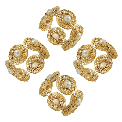 Pearl Bead Napkin Ring S/4