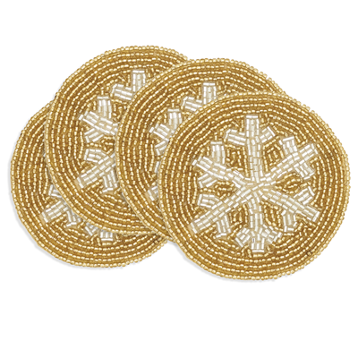 Beaded Snowflake Coaster S/4