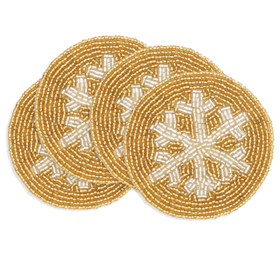 Beaded Snowflake Coaster S/4