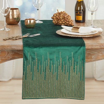 Velvet Beaded Lines Runner