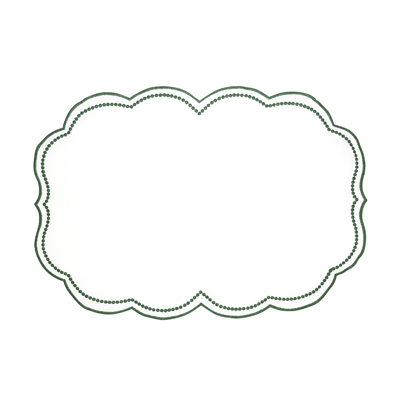 Embroidered Polka Dot Placemat W/ Scalloped Border
